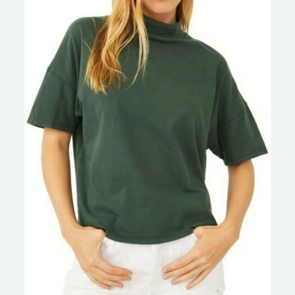 We The Free People Fearless Mock Neck Top In Deepest Spruce